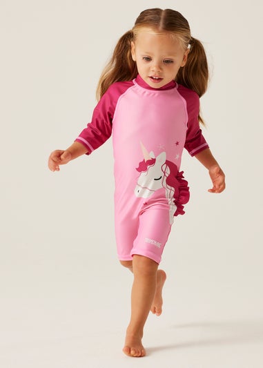 Regatta Luna The Unicorn Sweet Pink Kids Animal Quick Dry Swimsuit (6 months- 6 yrs)