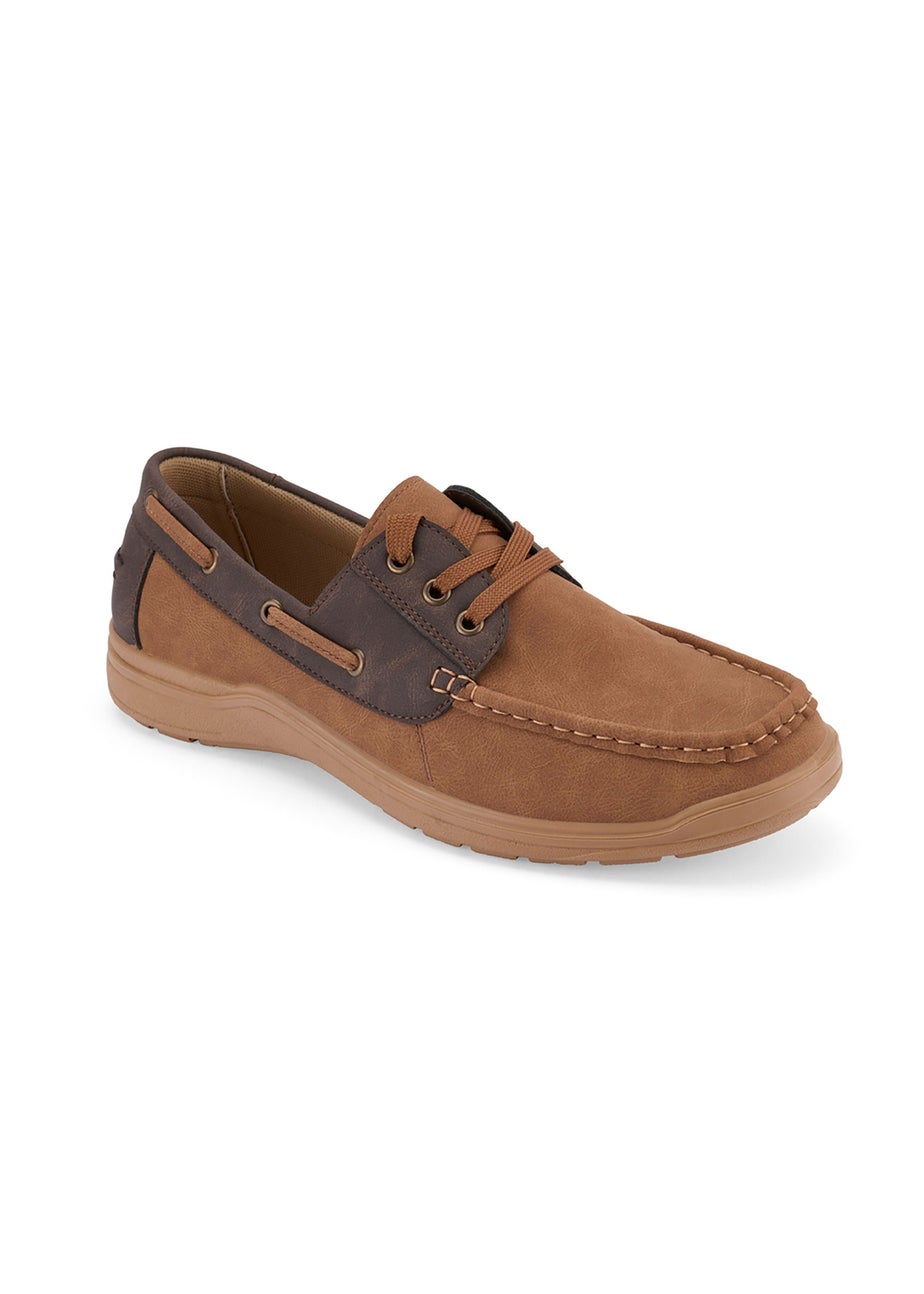 Cotton Traders Chocolate Lace Up Boat Shoes