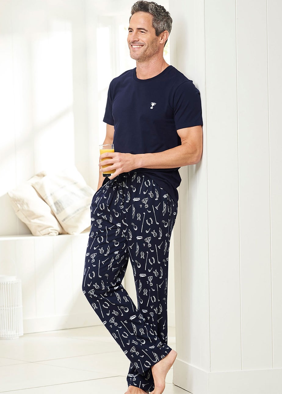 Cotton Traders Navy Jersey PJ Set
