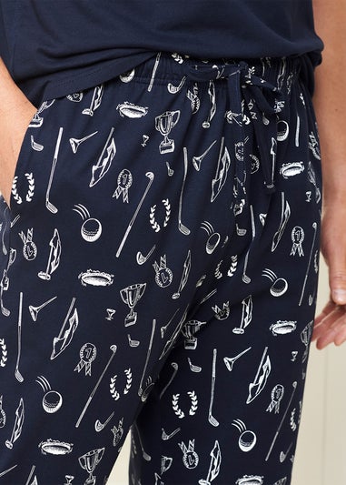 Cotton Traders Navy Jersey PJ Set