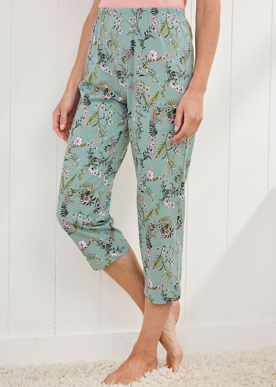 Cotton Traders Light Sage 2 Pack Cropped PJ Bottoms