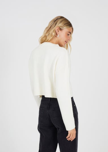 Brave Soul Cream Soft Knit Cardigan with Bow Tie