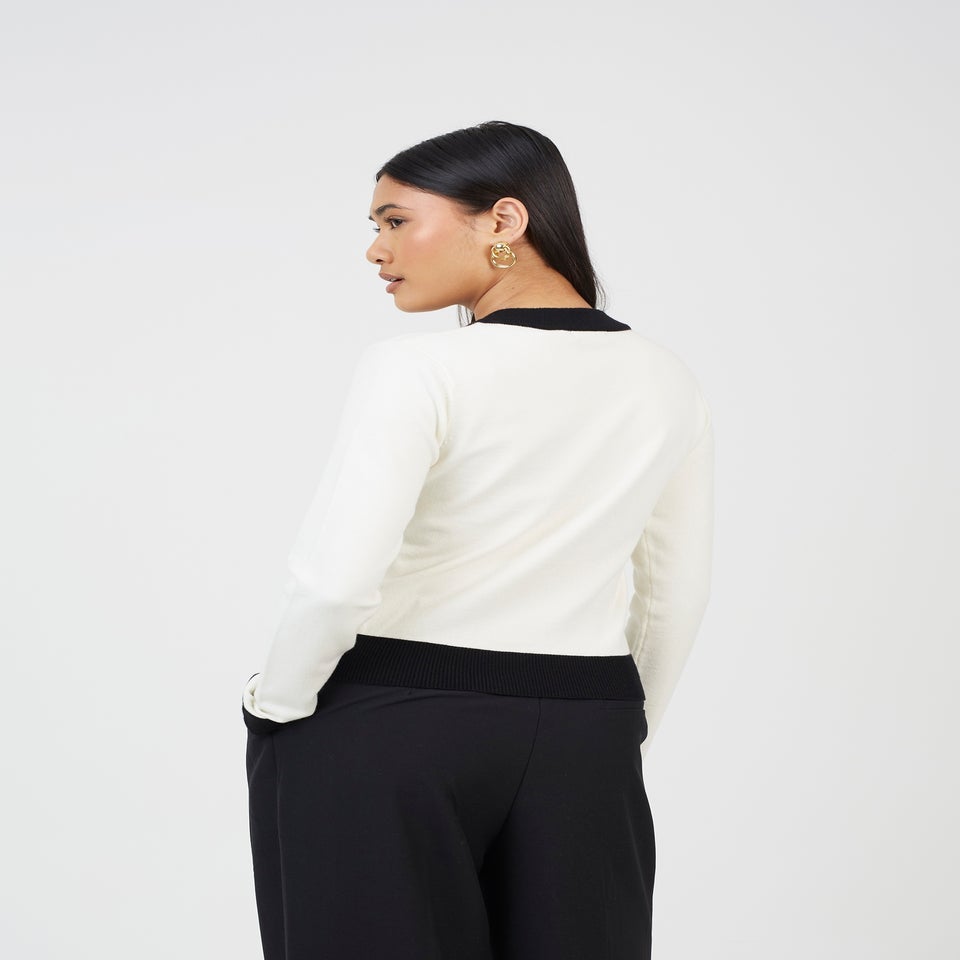 Brave Soul Cream Classic Round Neck Cardigan