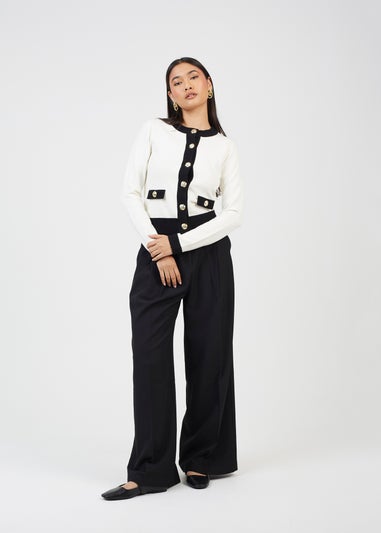 Brave Soul Cream Classic Round Neck Cardigan