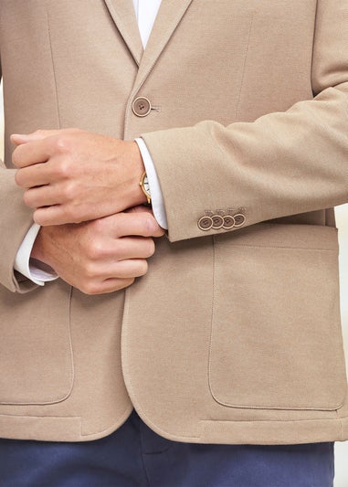 Cotton Traders Beige Textured Jersey Blazer