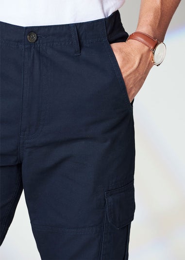 Cotton Traders Navy Cotton Cargo Trousers