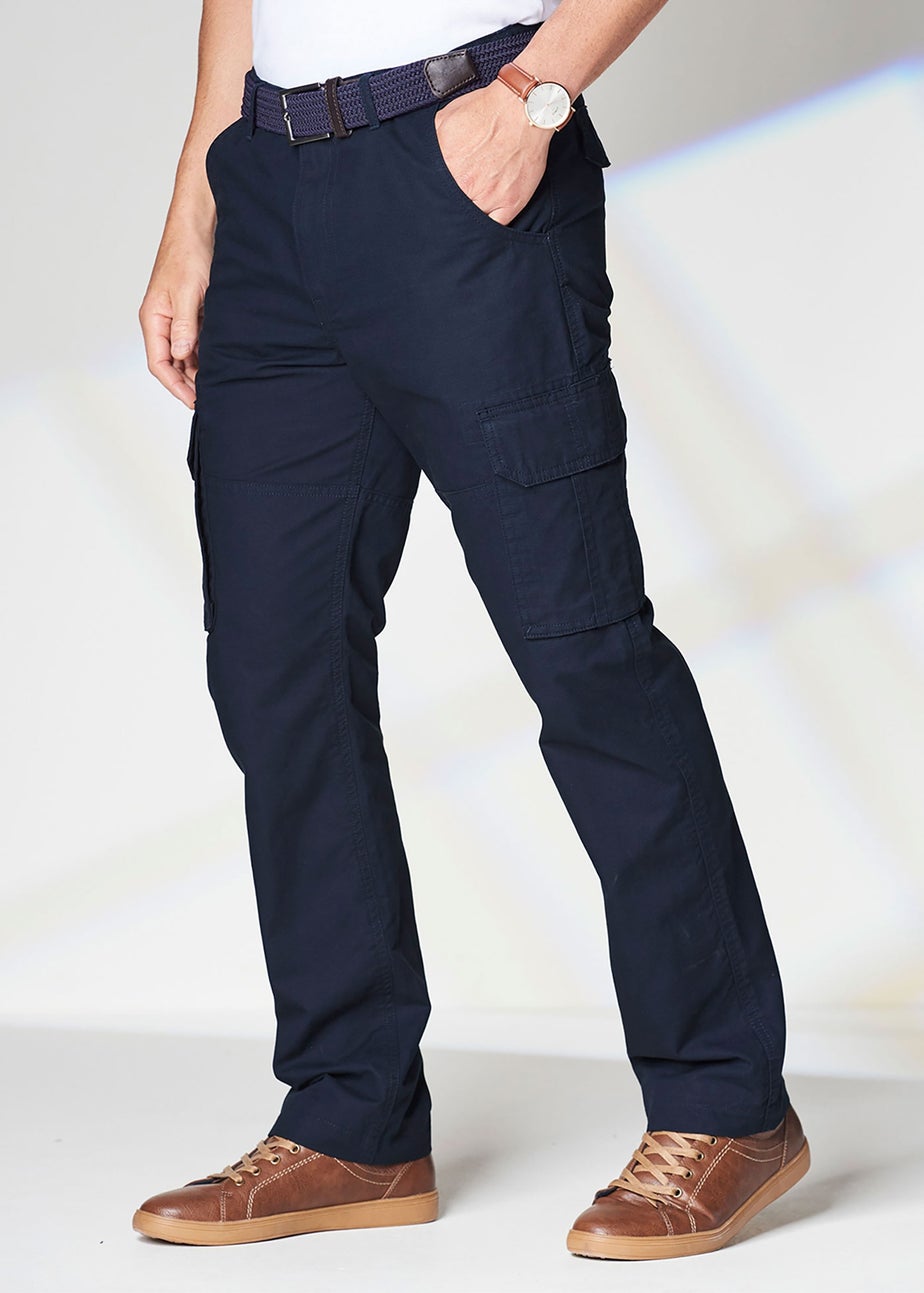 Cotton Traders Navy Cotton Cargo Trousers