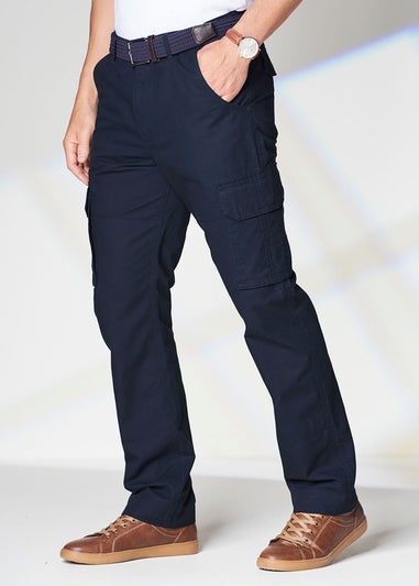 Cotton Traders Navy Cotton Cargo Trousers