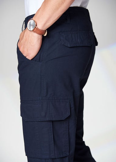 Cotton Traders Navy Cotton Cargo Trousers