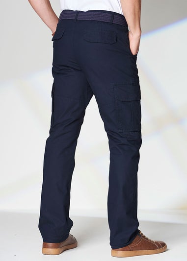 Cotton Traders Navy Cotton Cargo Trousers