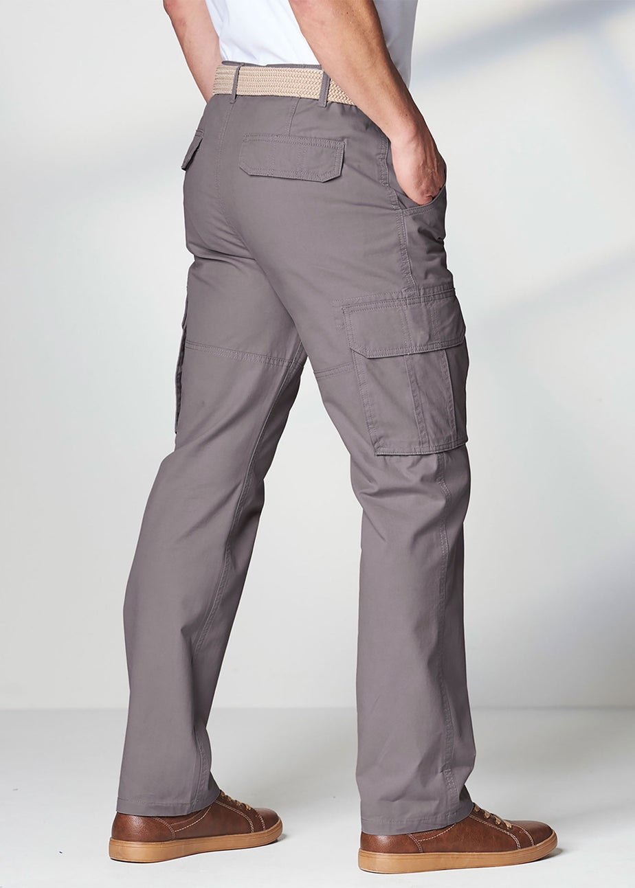 Cotton Traders Chalk Grey Cotton Cargo Trousers