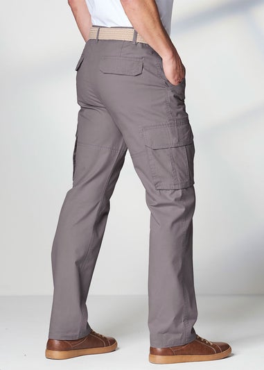 Cotton Traders Chalk Grey Cotton Cargo Trousers
