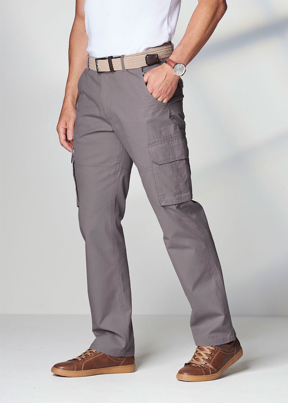 Cotton Traders Chalk Grey Cotton Cargo Trousers