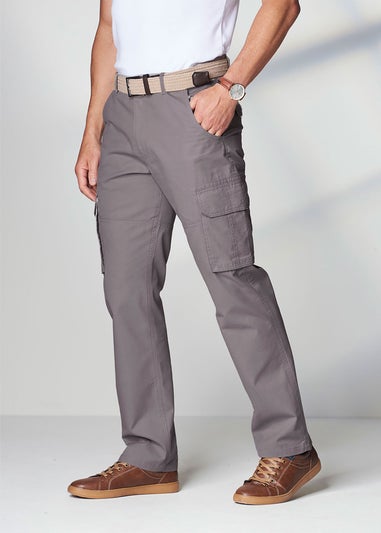 Cotton Traders Chalk Grey Cotton Cargo Trousers