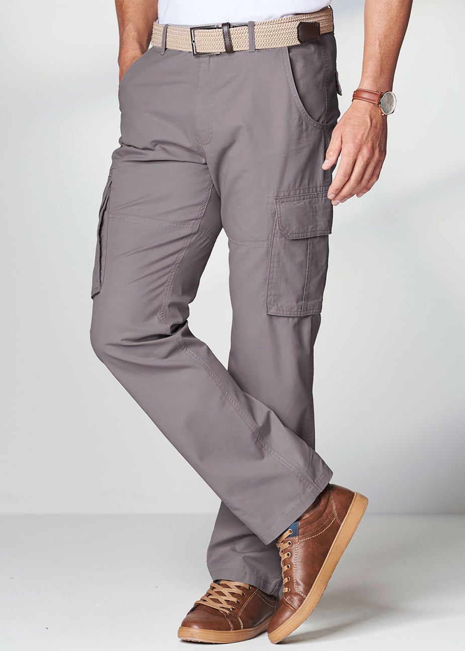 Cotton Traders Chalk Grey Cotton Cargo Trousers