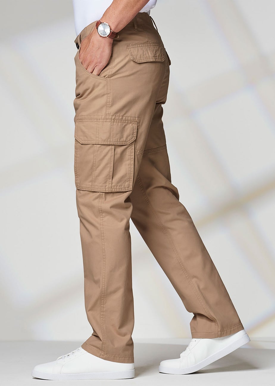 Cotton Traders Light Camel Cotton Cargo Trousers