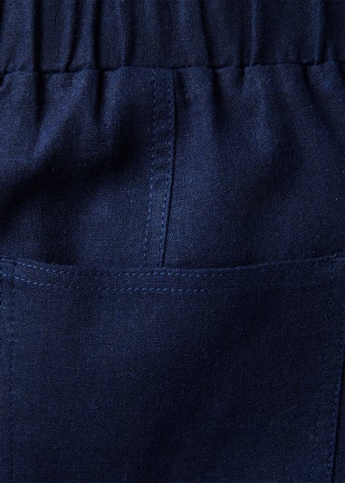Cotton Traders Navy Linen-Blend Relaxed Fit Trousers