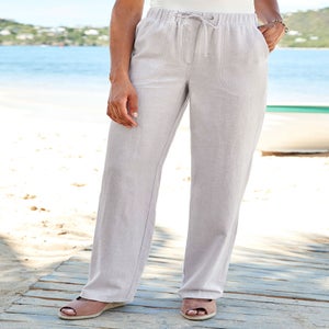 Cotton Traders Dove Grey Linen-Blend Relaxed Fit Trousers