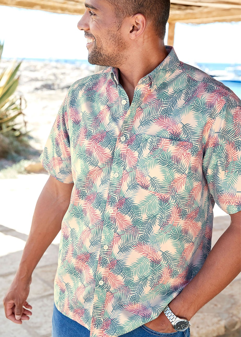 Cotton Traders Fawn Short Sleeve Easy-Iron Print Shirt