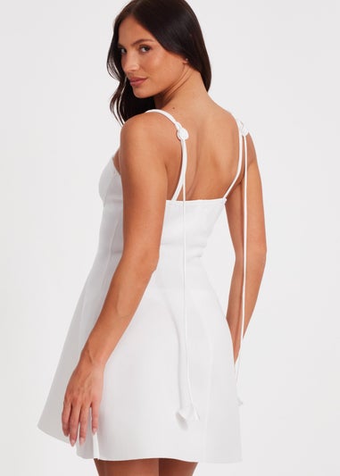 Quiz White Floral Trim Mini Dress