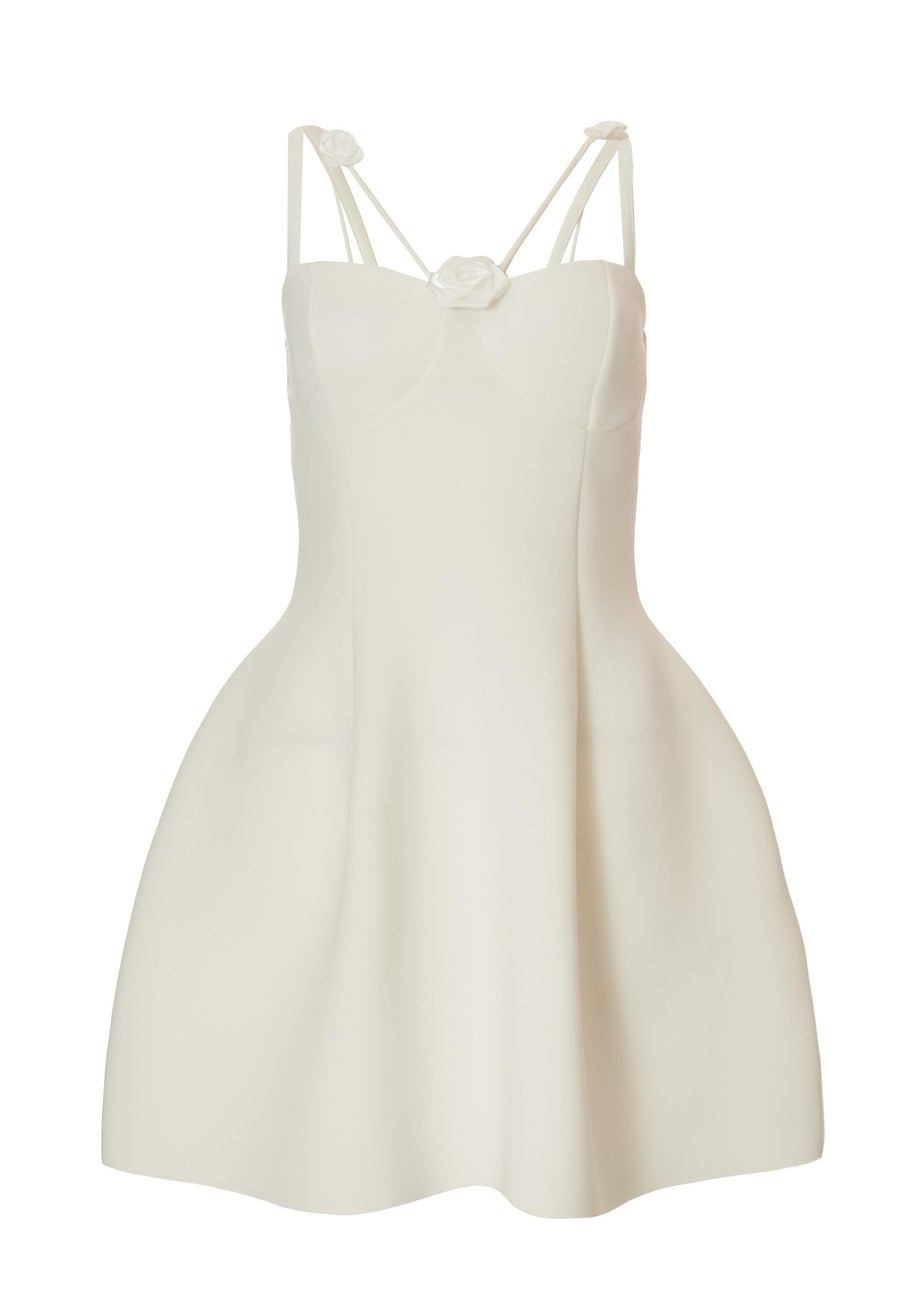 Quiz White Floral Trim Mini Dress