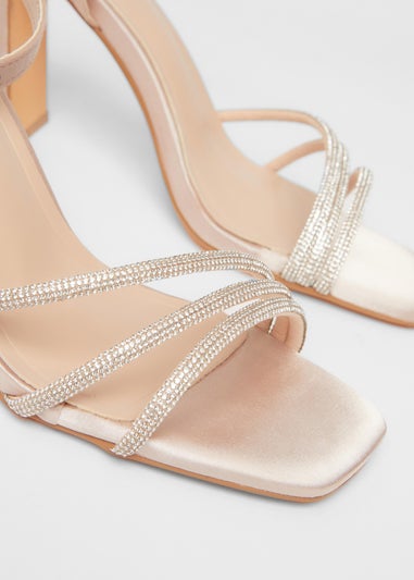 Quiz Champagne Diamante Block Heels