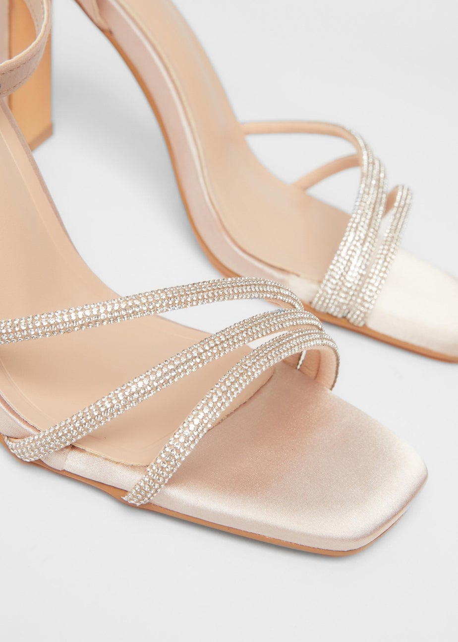 Quiz Champagne Diamante Block Heels