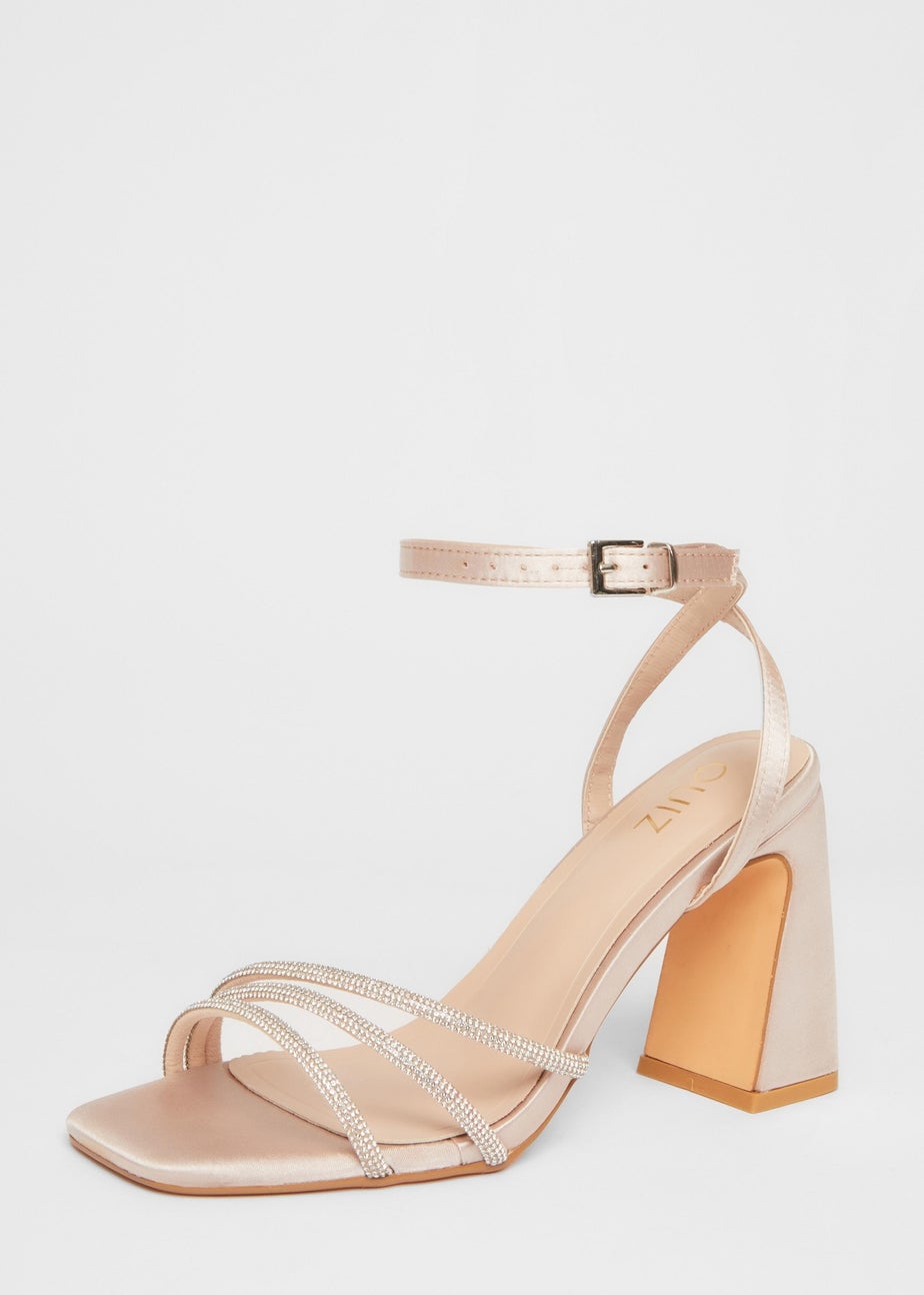 Quiz Champagne Diamante Block Heels
