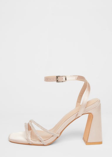 Quiz Champagne Diamante Block Heels