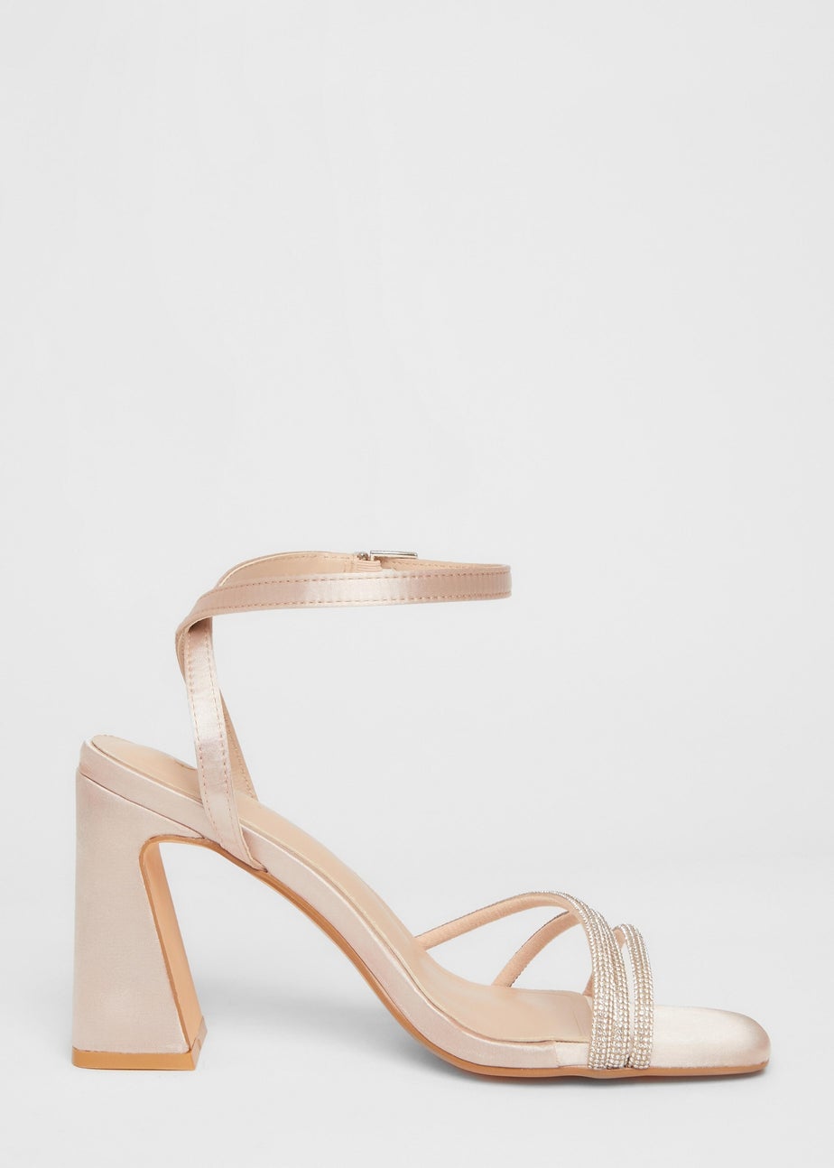 Quiz Champagne Diamante Block Heels