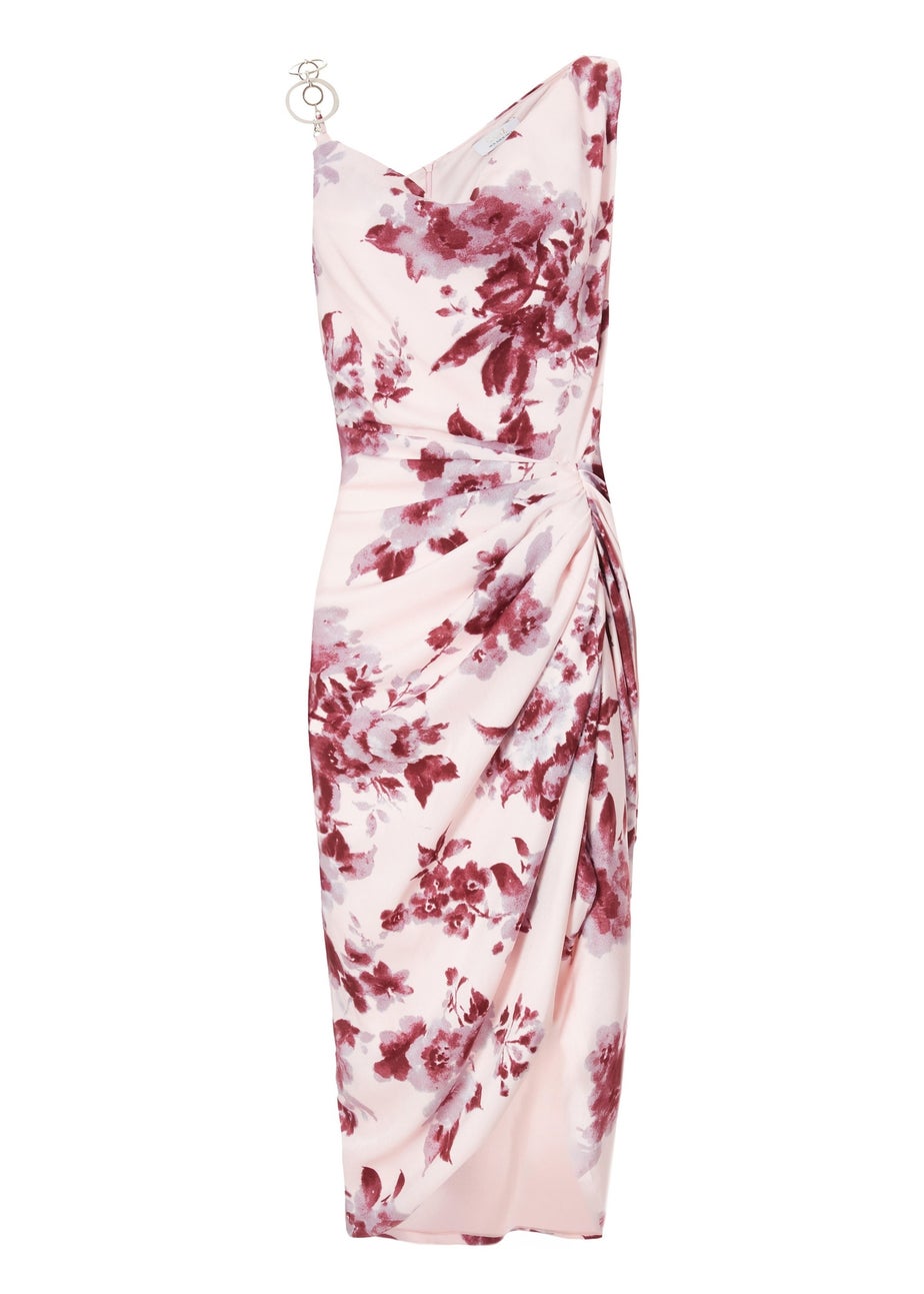 Quiz Pink Satin Floral Midi Dress
