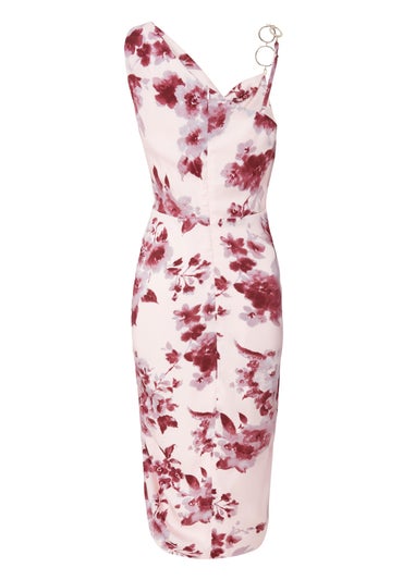 Quiz Pink Satin Floral Midi Dress