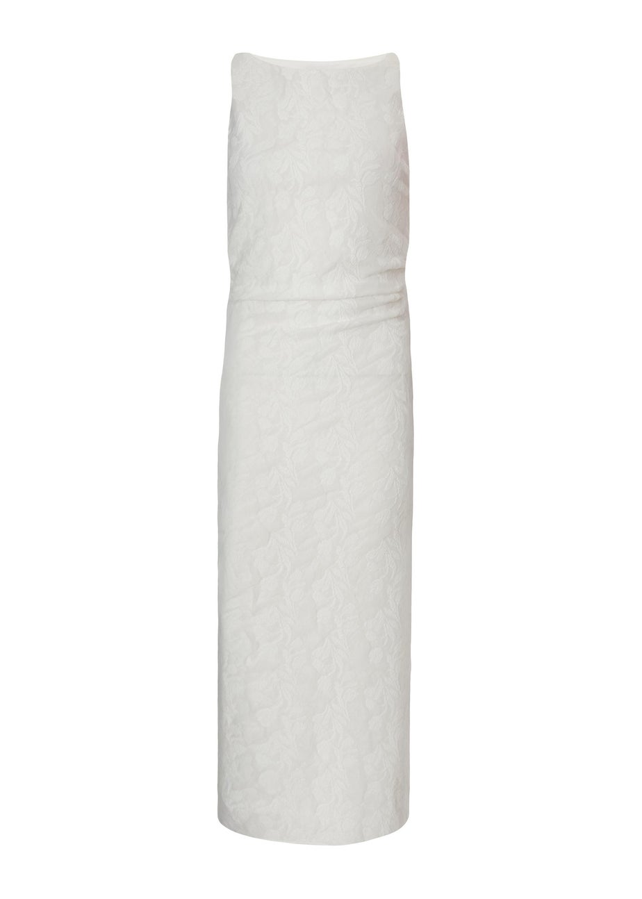 Quiz White Jacquard Midaxi Dress