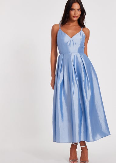 Quiz Blue Taffeta Midaxi Dress