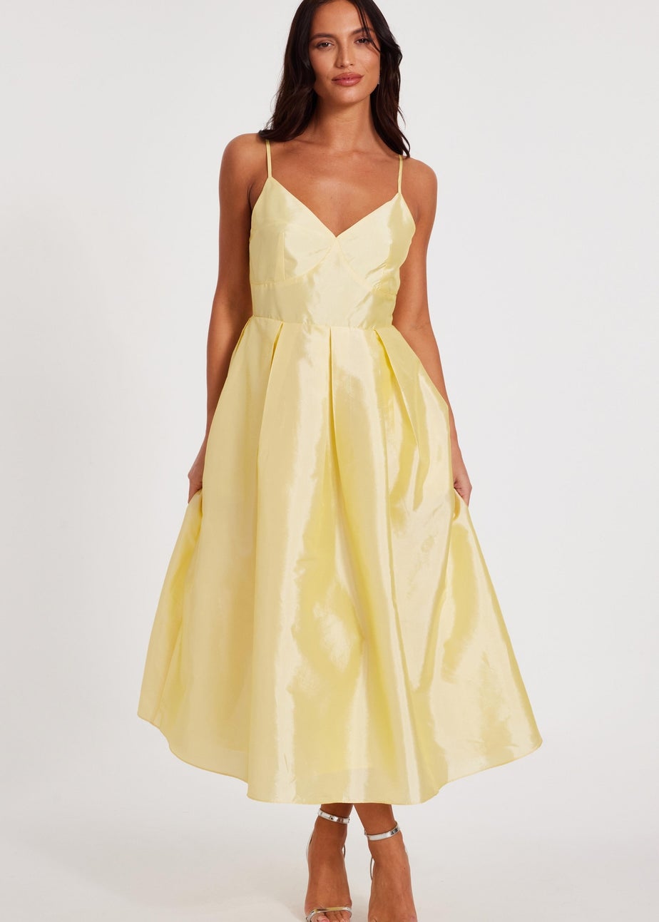 Quiz Yellow Taffeta Midaxi Dress