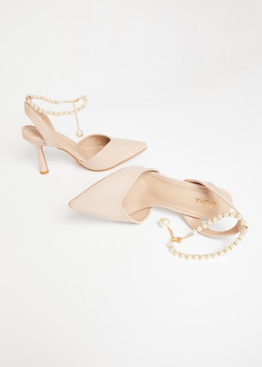 Quiz Natural Pearl Strap Court Heels