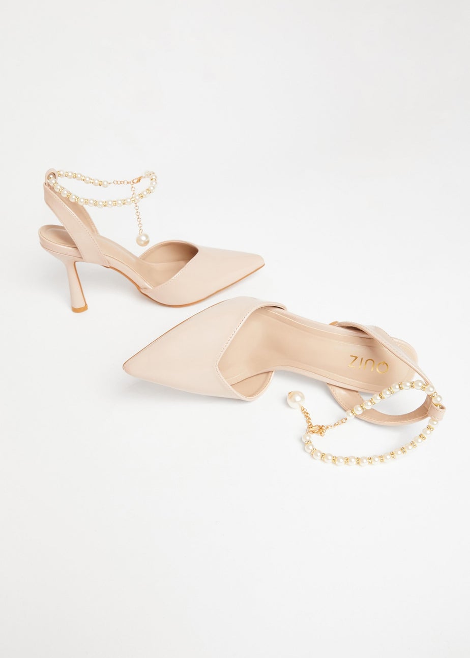 Quiz Natural Pearl Strap Court Heels