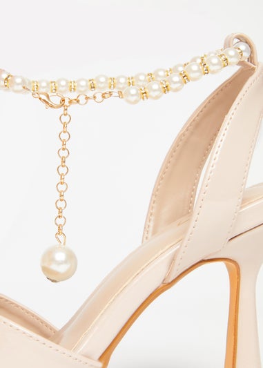 Quiz Natural Pearl Strap Court Heels