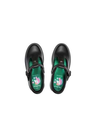 ToeZone Girls Black Mila Vegan Star Buckle School Shoe