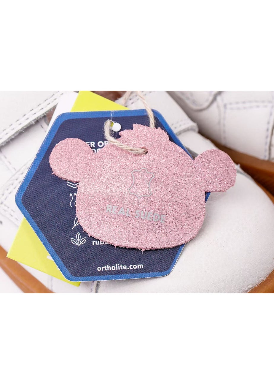 ToeZone Girls White Ariel Suede Rip Tape Trainers