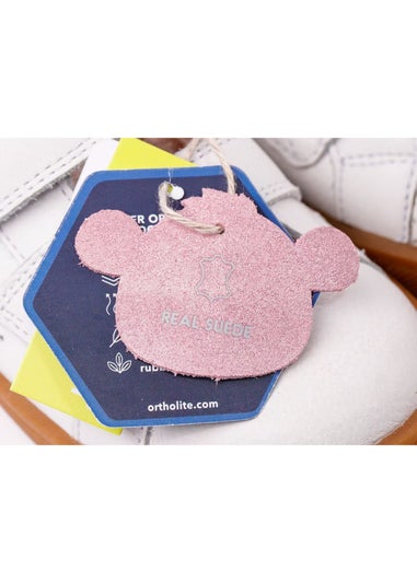 ToeZone Girls White Ariel Suede Rip Tape Trainers