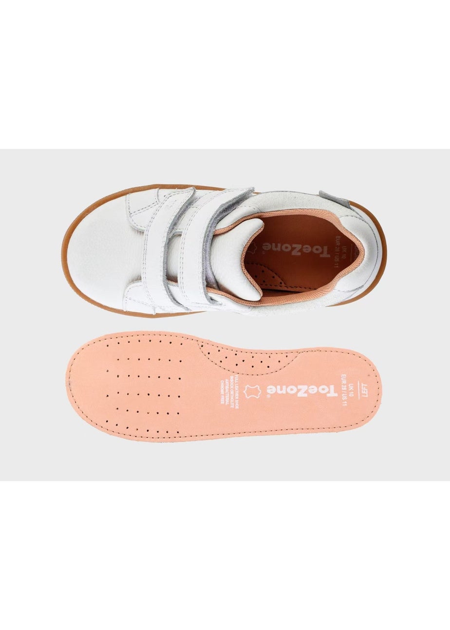 ToeZone Girls White Ariel Suede Rip Tape Trainers