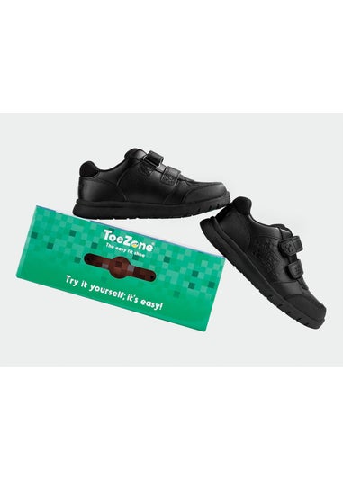 ToeZone Boys Black Minecraft Rip Tape School Shoe
