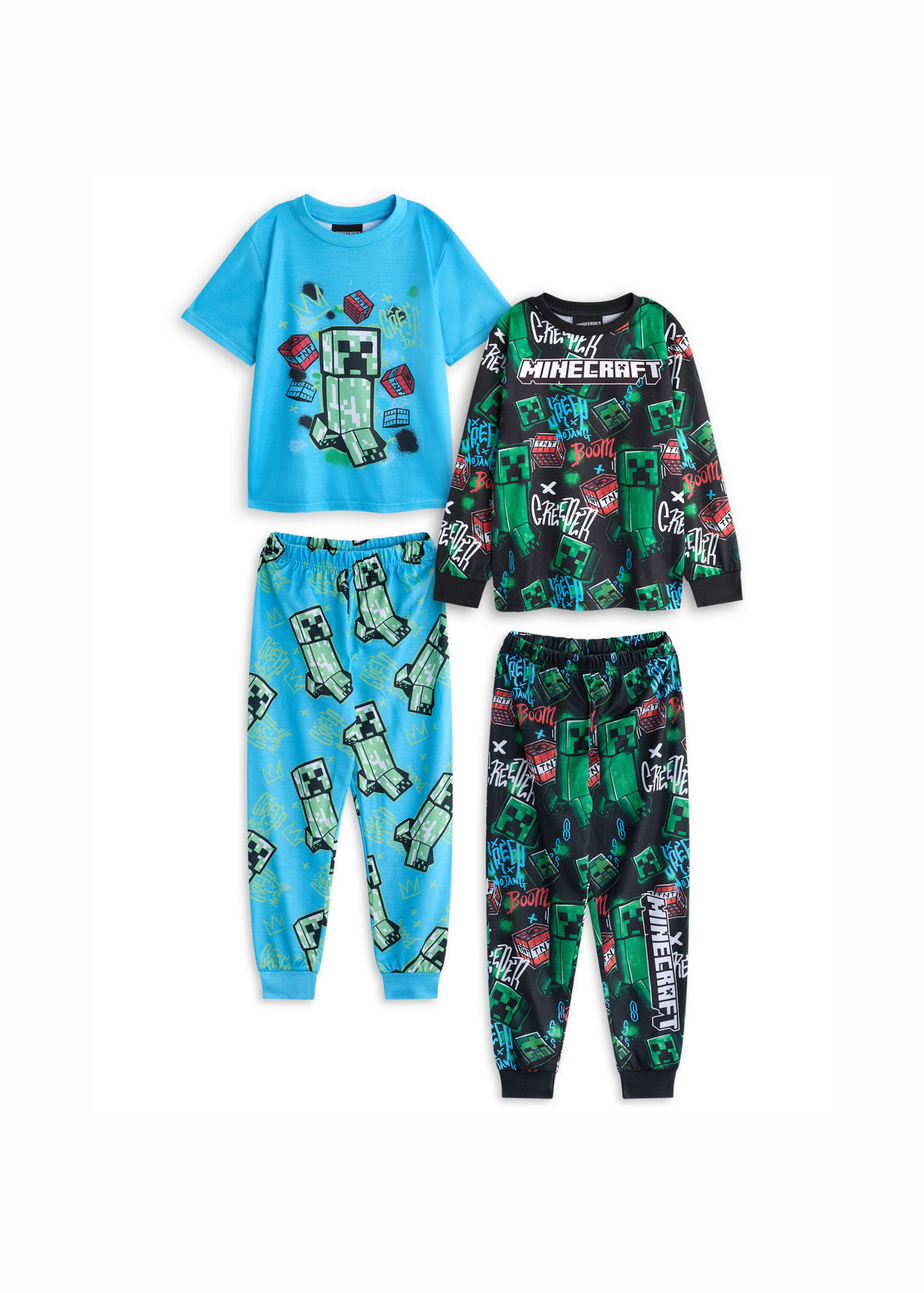 Vanilla Underground Minecraft Kids Multicoloured Creeper Pack of 2 Pyjama Set (5-14 Years)