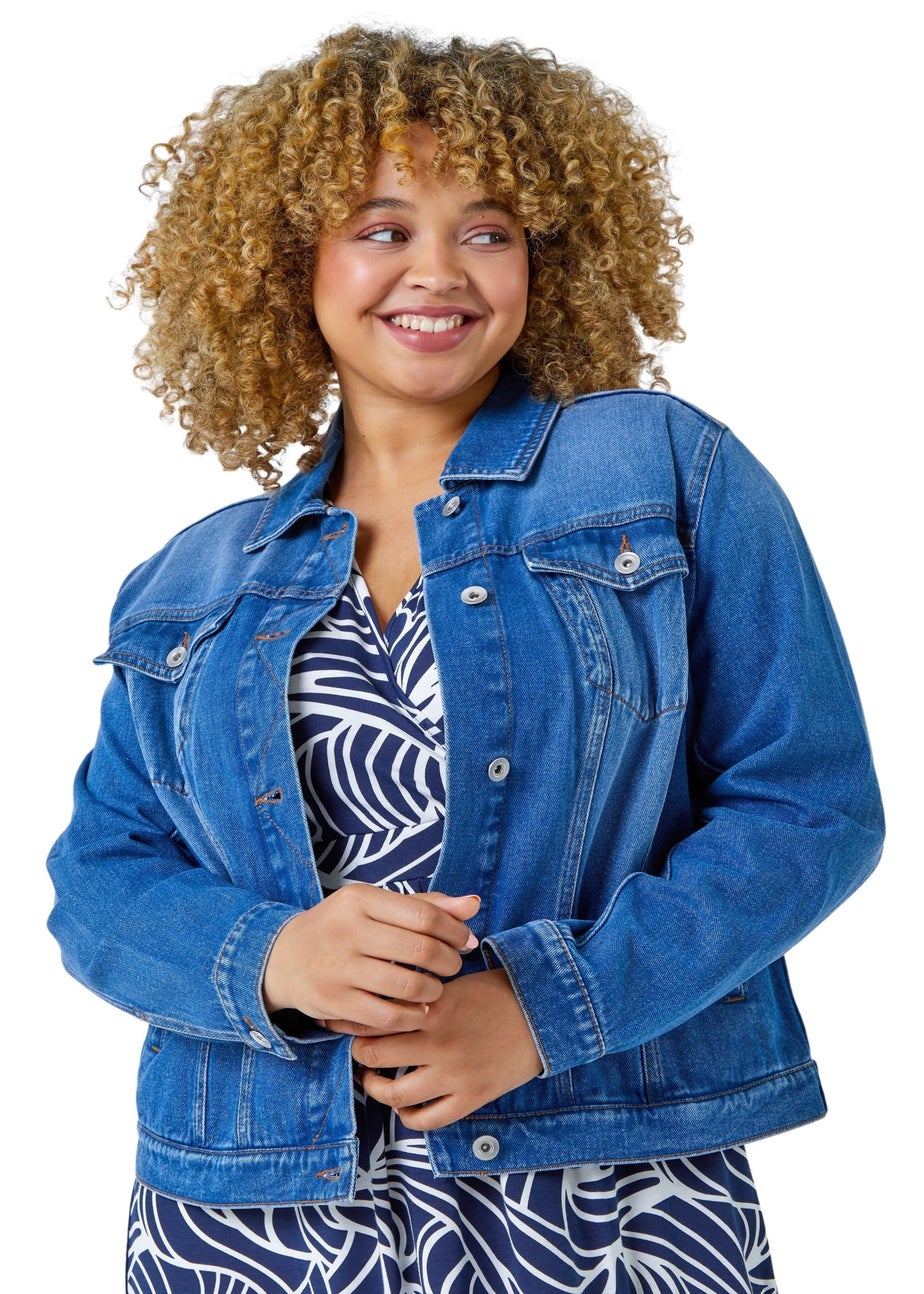Roman Denim Curve Cotton Denim Jacket