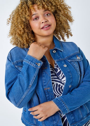 Roman Denim Curve Cotton Denim Jacket