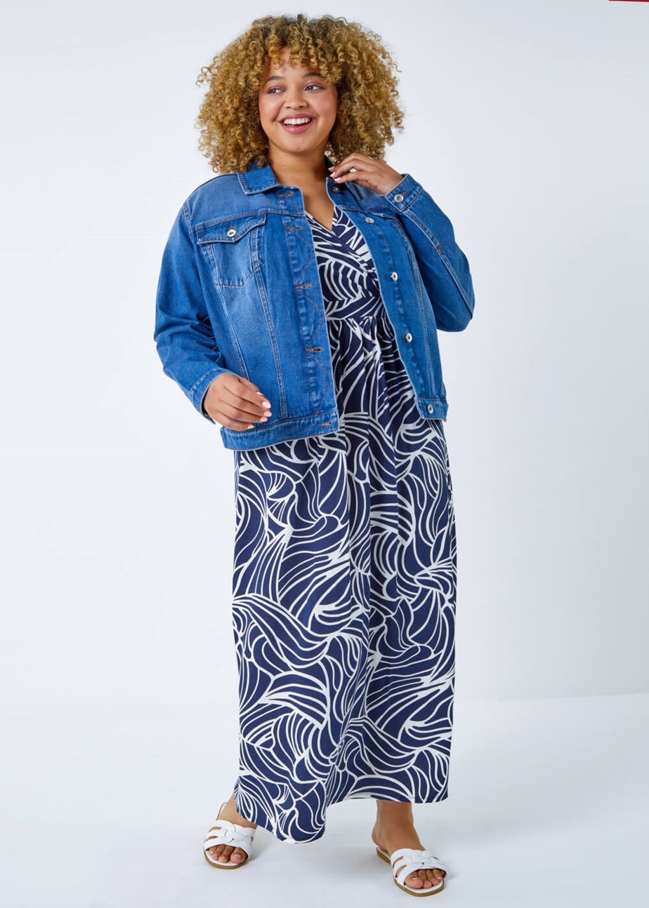 Roman Denim Curve Cotton Denim Jacket