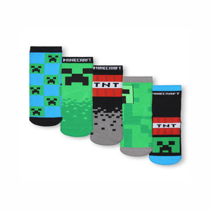 Minecraft Kids Multicoloured Character Calf Socks Set of 5 (9 Younger - 6.5 Older)