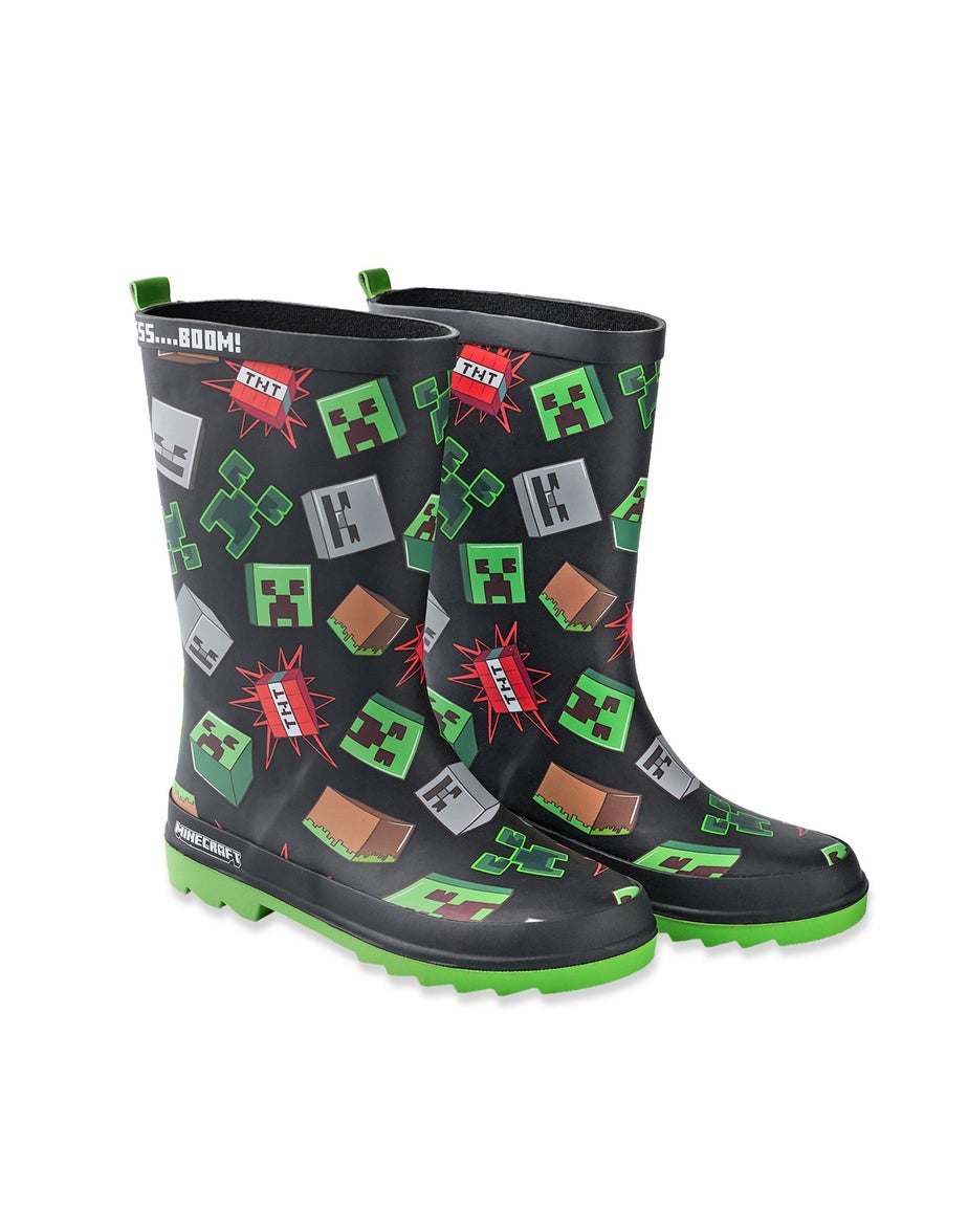Vanilla Underground Minecraft Kids Black Character Icon Wellies (11 Younger - 3 Older)
