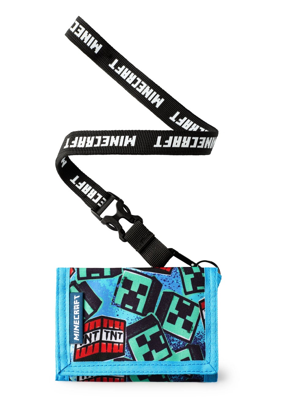 Minecraft Kids Blue Grafitti Strap Wallet